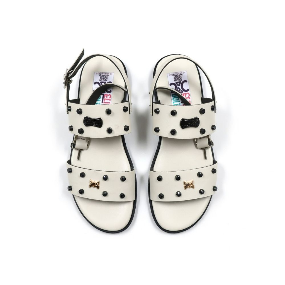 Designer Style Mens White Leather Crossover Slides